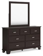 Load image into Gallery viewer, Covetown Queen Panel Bed with Mirrored Dresser and Nightstand
