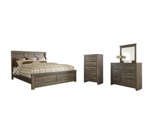 Load image into Gallery viewer, Juararo California King Panel Bed with Mirrored Dresser and Chest
