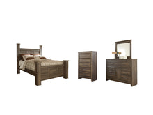 Load image into Gallery viewer, Juararo Queen Poster Bed with Mirrored Dresser and Chest
