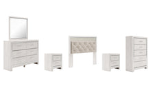 Load image into Gallery viewer, Altyra Queen Panel Headboard with Mirrored Dresser, Chest and 2 Nightstands
