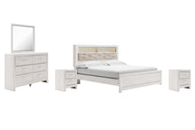 Load image into Gallery viewer, Altyra King Panel Bookcase Bed with Mirrored Dresser and 2 Nightstands
