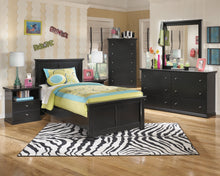 Load image into Gallery viewer, Maribel Twin Panel Bed with Mirrored Dresser, Chest and 2 Nightstands
