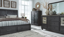 Load image into Gallery viewer, Foyland Queen Panel Storage Bed with Mirrored Dresser and Chest
